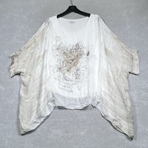 Marcella's Blouse Womens Small Pullover Tunic Blouse Top Cotton Italy Sequin Fun